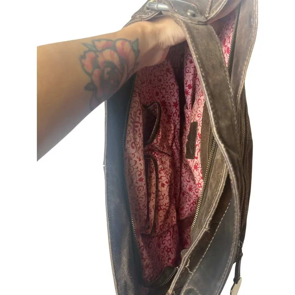 Lucky brand all suede hobo bag with flowers and rayon lining
